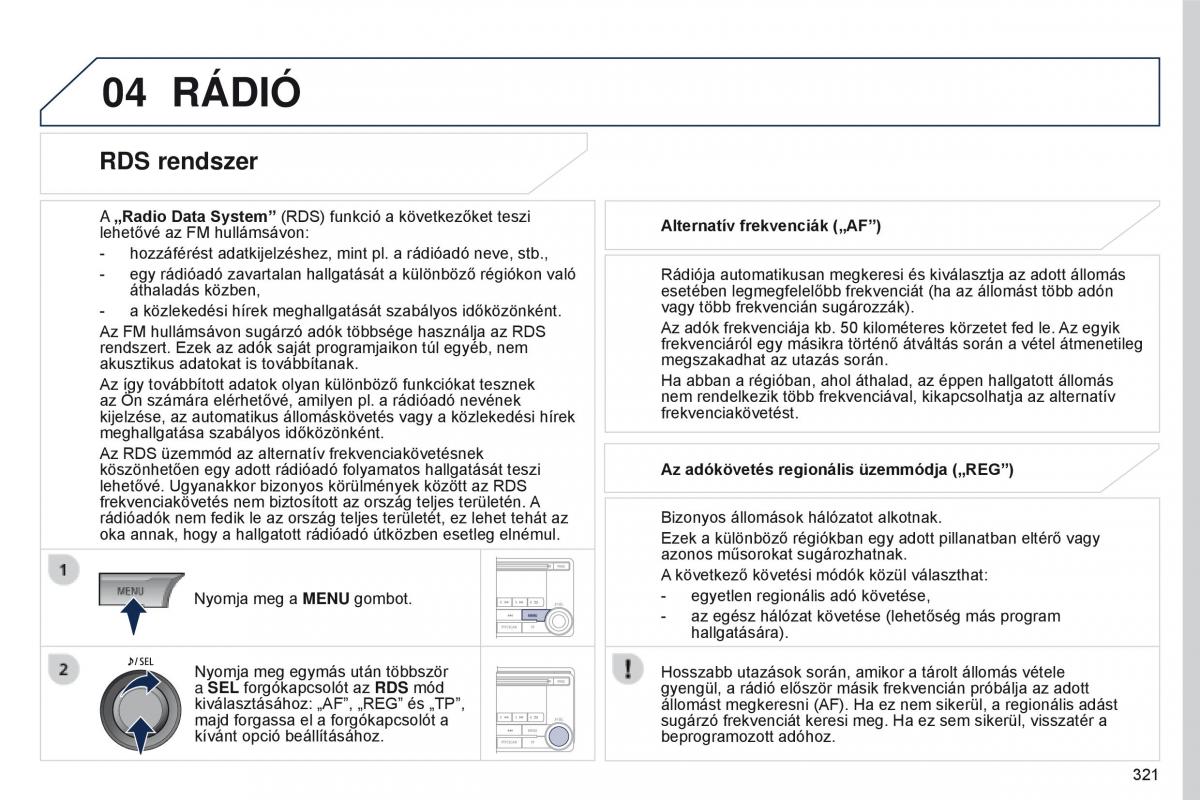 Peugeot 4008 Kezelesi utmutato / page 323