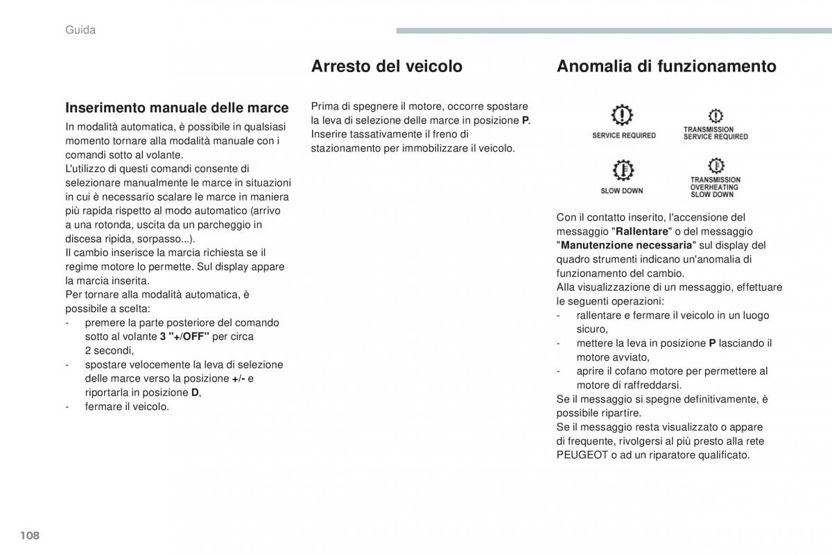 Peugeot 4008 manuale del proprietario / page 110