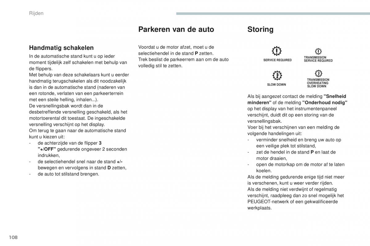 Peugeot 4008 handleiding / page 110