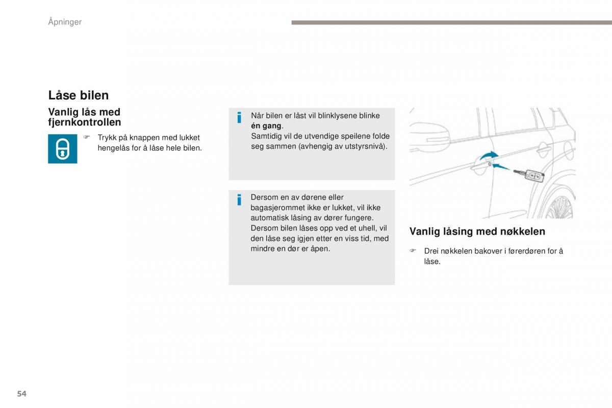 Peugeot 4008 bruksanvisningen / page 56