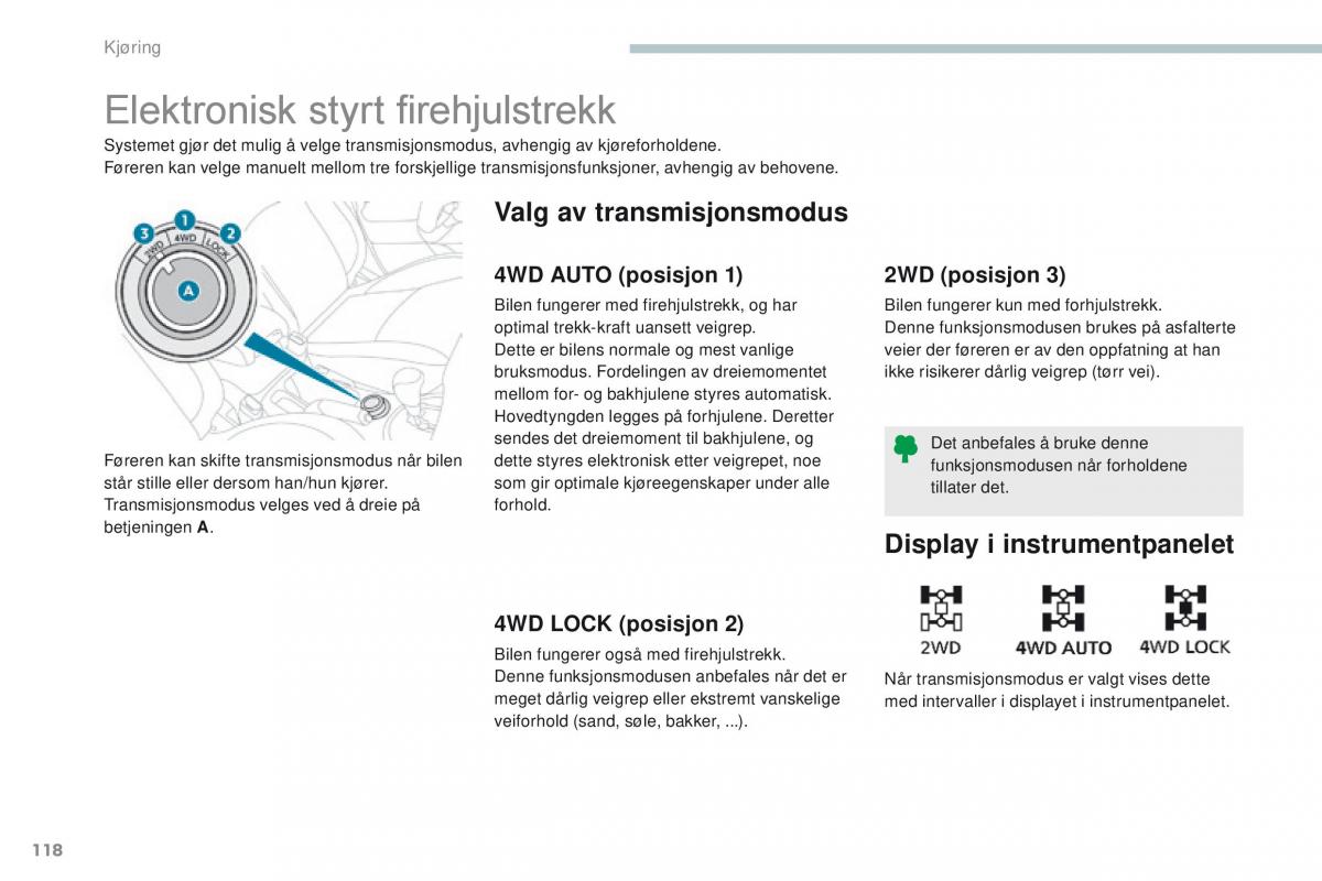 Peugeot 4008 bruksanvisningen / page 120