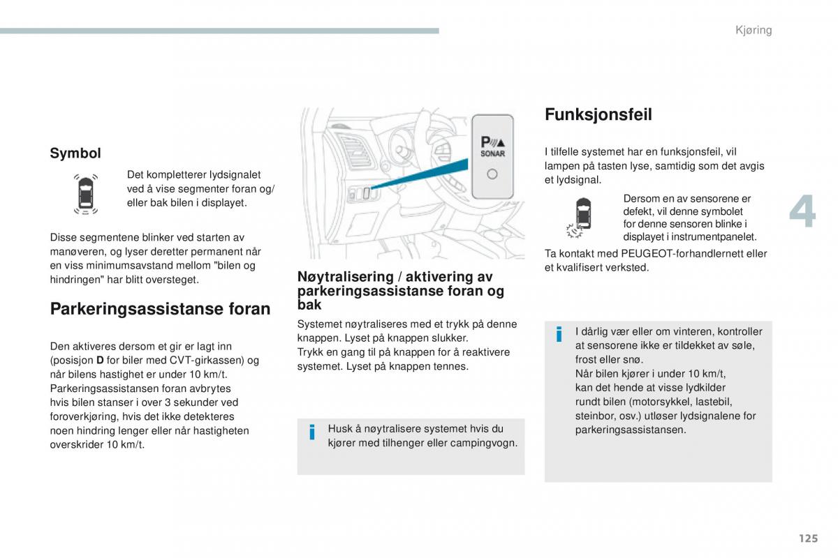 Peugeot 4008 bruksanvisningen / page 127