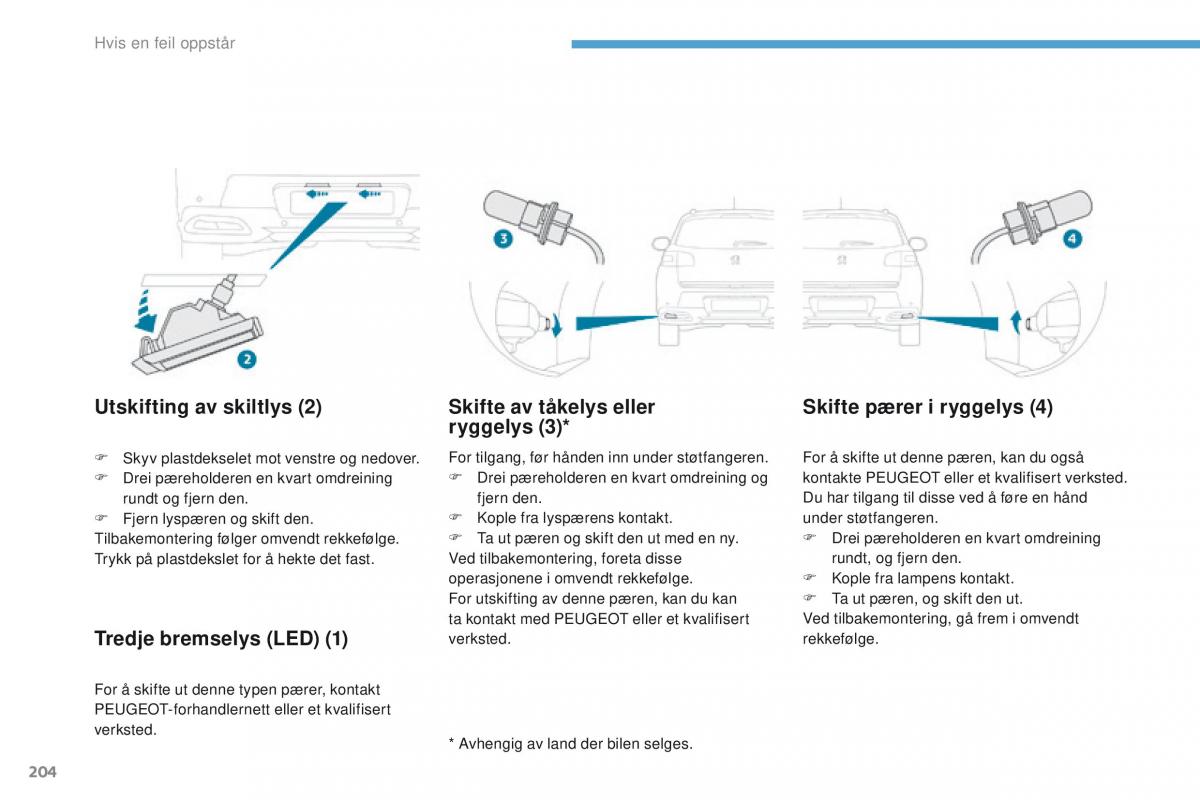 Peugeot 4008 bruksanvisningen / page 206