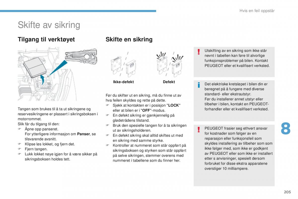Peugeot 4008 bruksanvisningen / page 207
