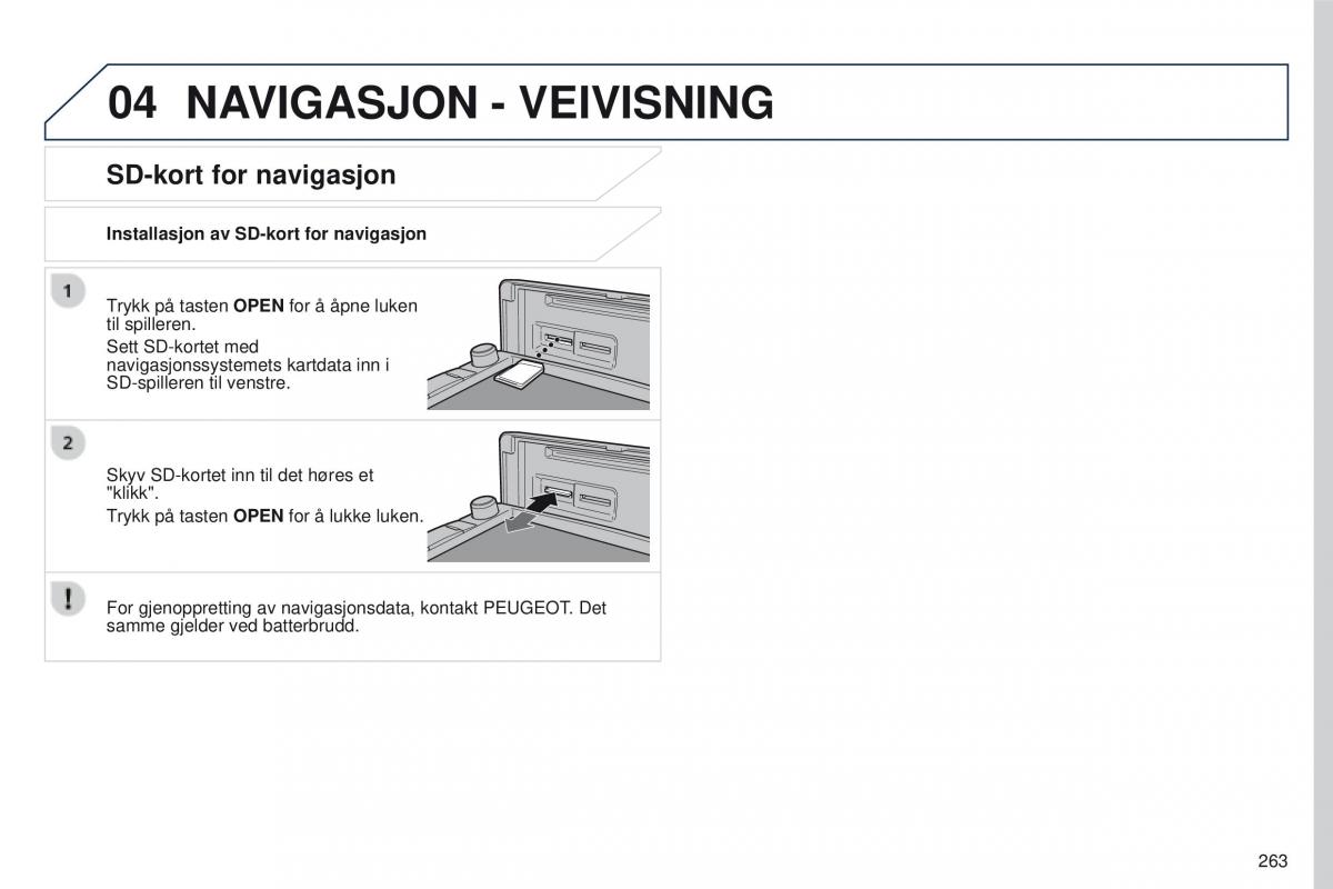 Peugeot 4008 bruksanvisningen / page 265