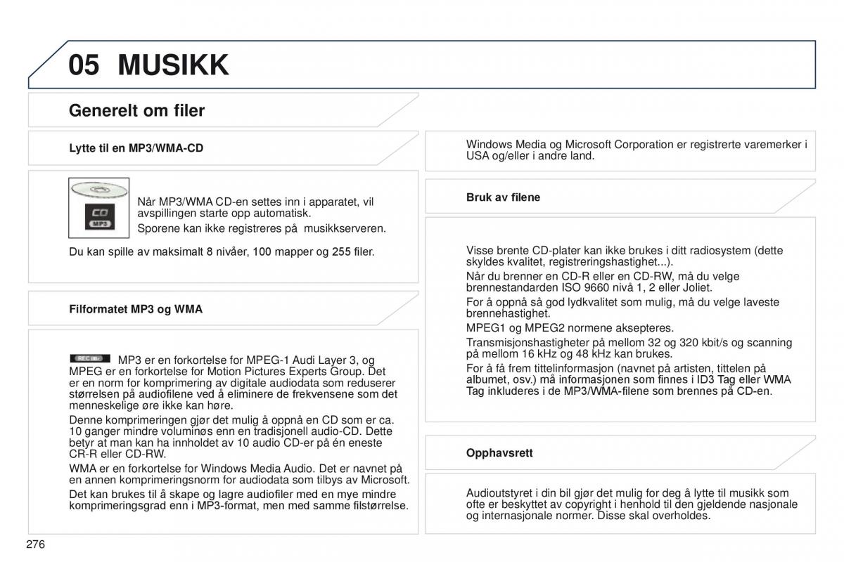 Peugeot 4008 bruksanvisningen / page 278