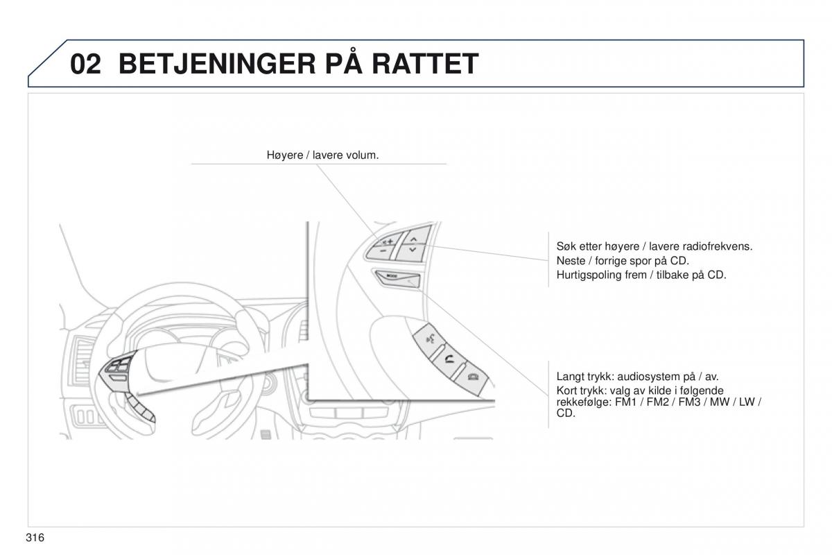 Peugeot 4008 bruksanvisningen / page 318