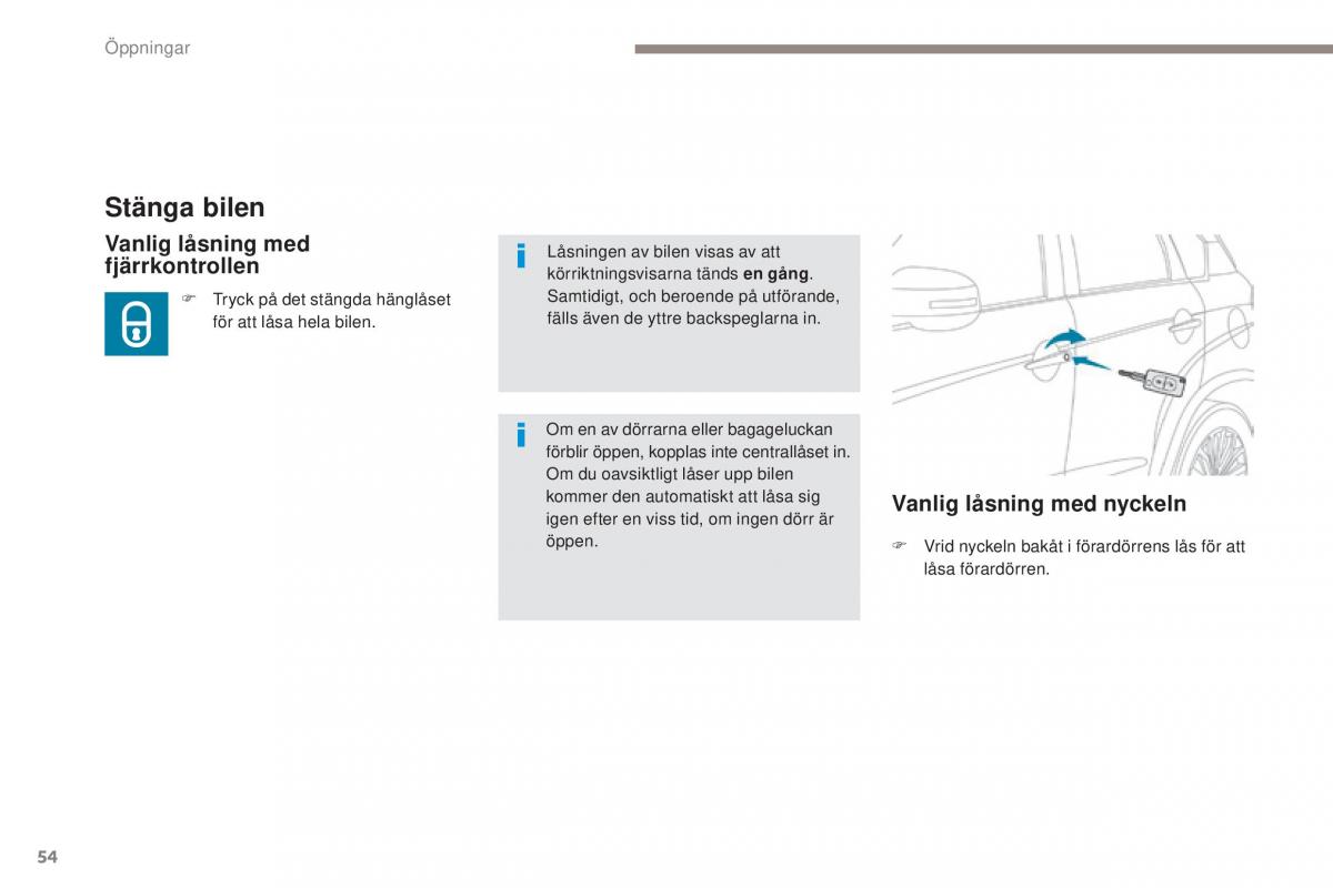 Peugeot 4008 instruktionsbok / page 56