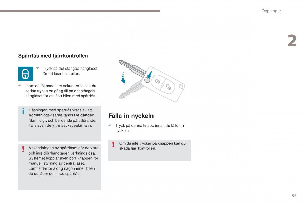 Peugeot 4008 instruktionsbok / page 57