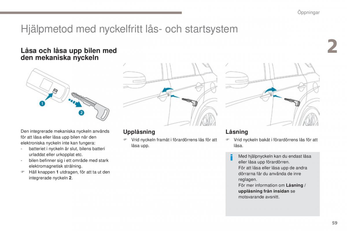 Peugeot 4008 instruktionsbok / page 61