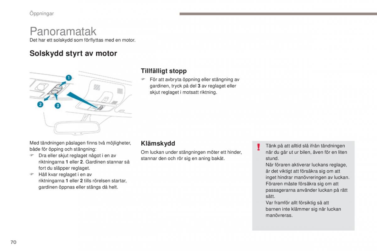 Peugeot 4008 instruktionsbok / page 72