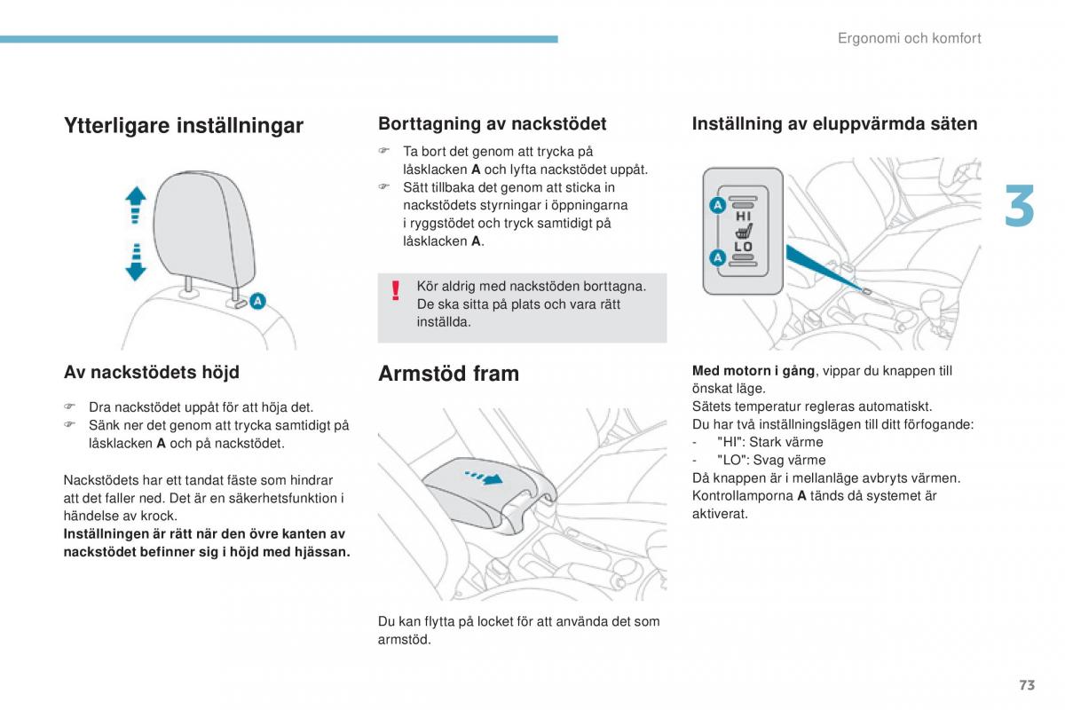 Peugeot 4008 instruktionsbok / page 75