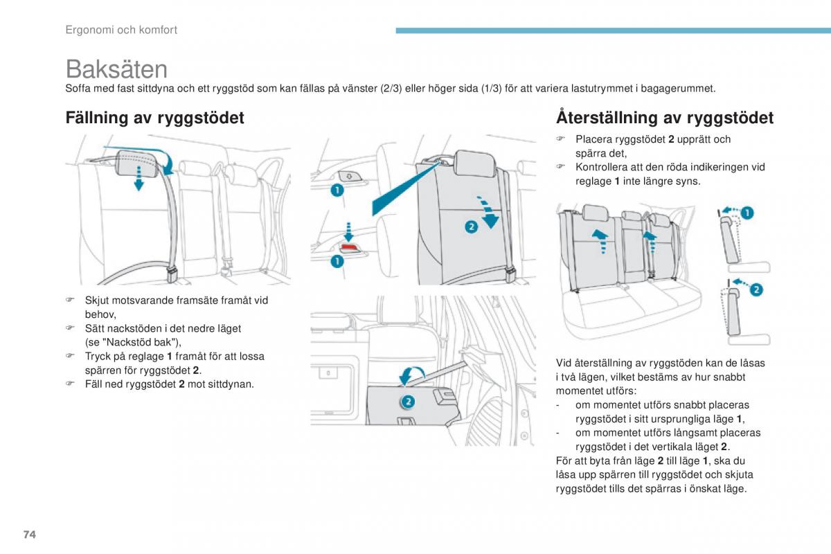 Peugeot 4008 instruktionsbok / page 76