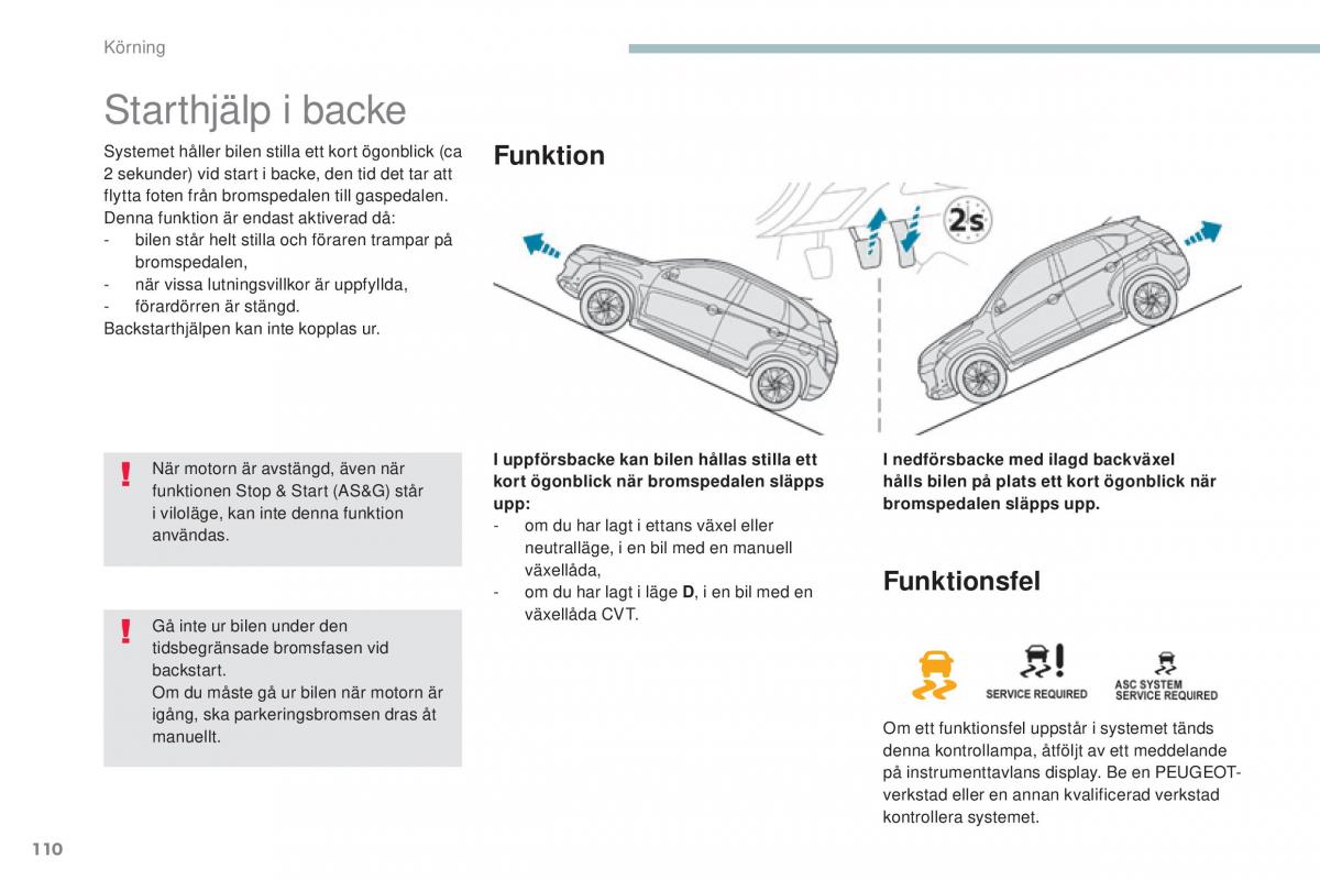 Peugeot 4008 instruktionsbok / page 112