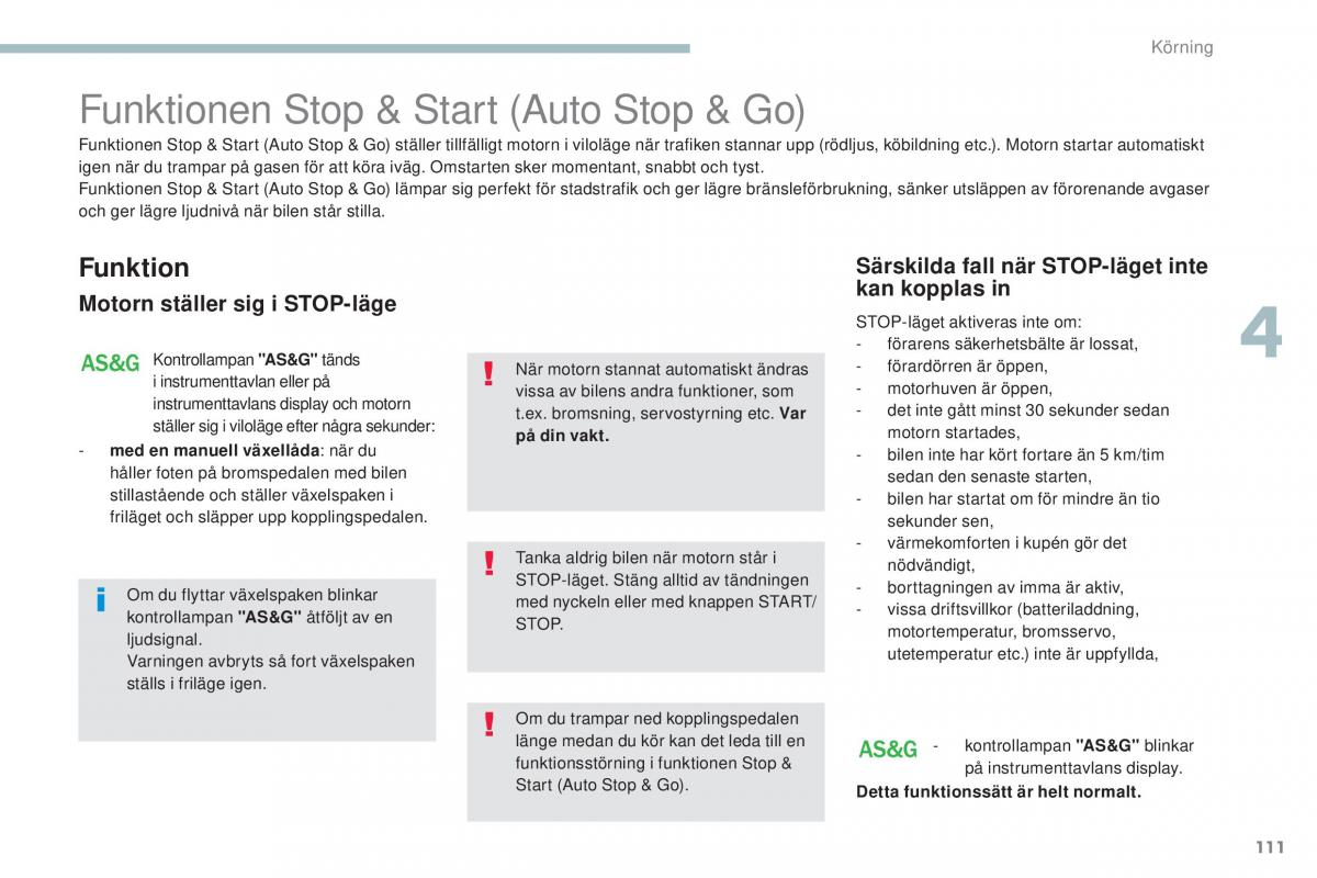 Peugeot 4008 instruktionsbok / page 113