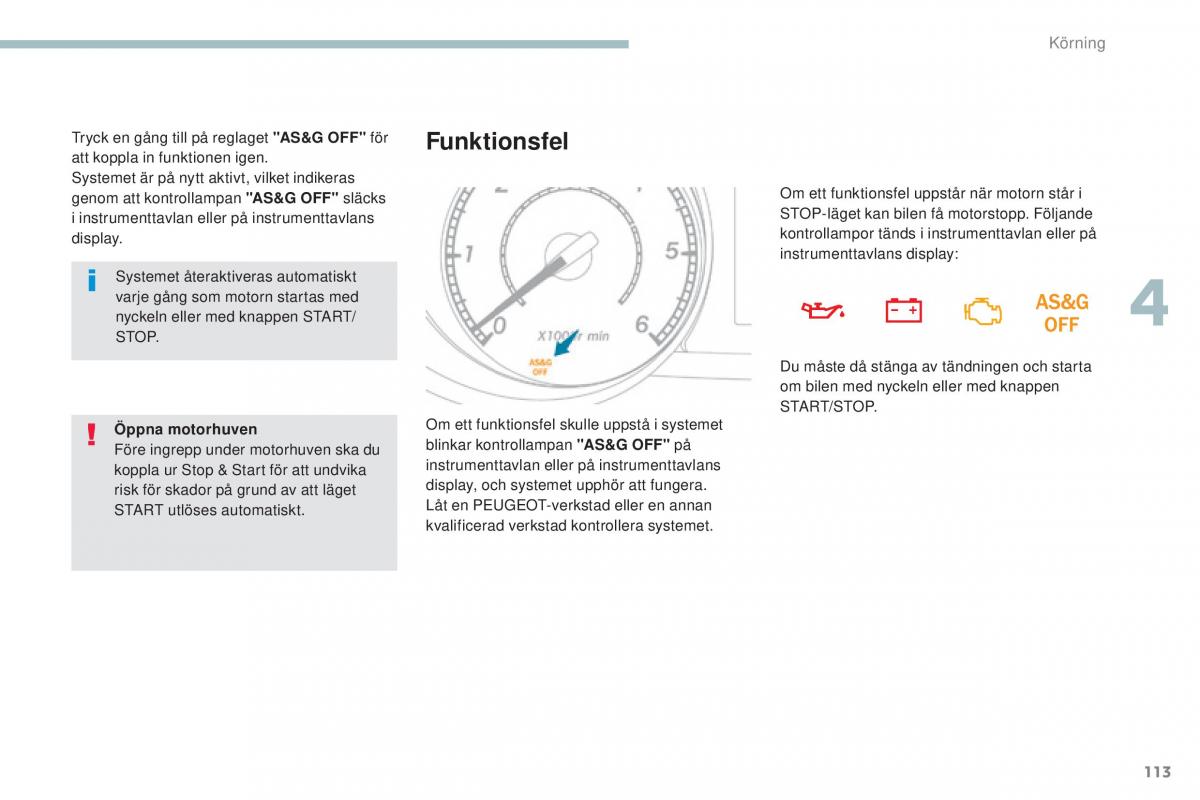 Peugeot 4008 instruktionsbok / page 115