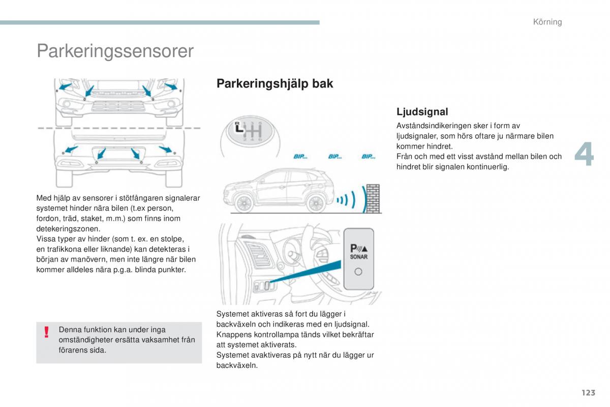 Peugeot 4008 instruktionsbok / page 125