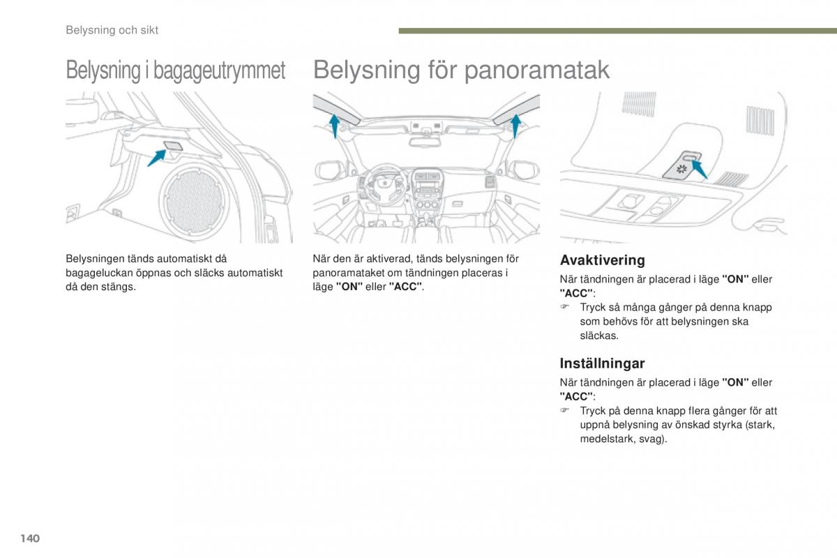 Peugeot 4008 instruktionsbok / page 142