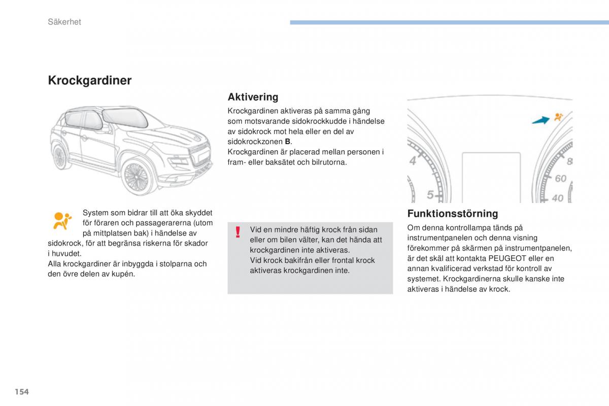 Peugeot 4008 instruktionsbok / page 156