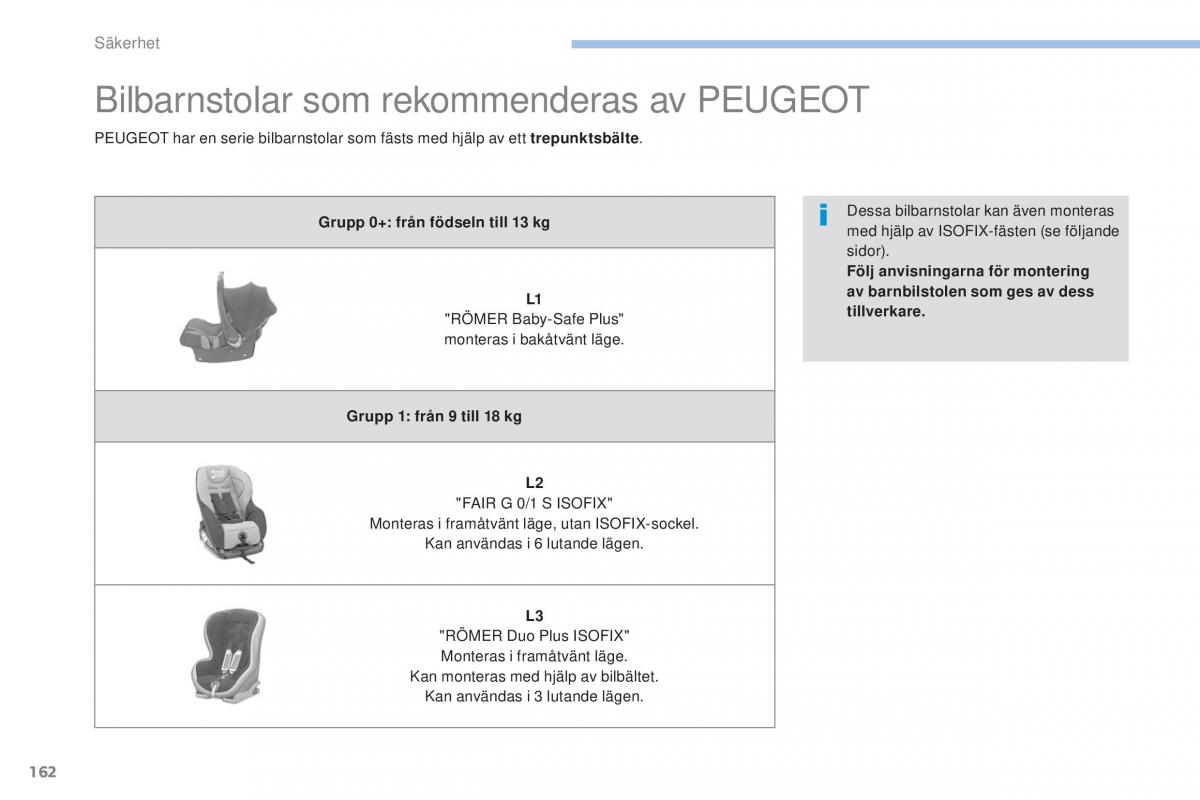 Peugeot 4008 instruktionsbok / page 164