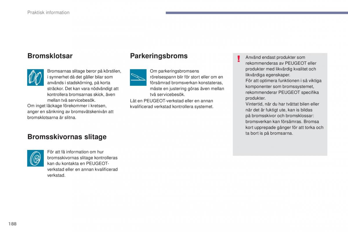 Peugeot 4008 instruktionsbok / page 190