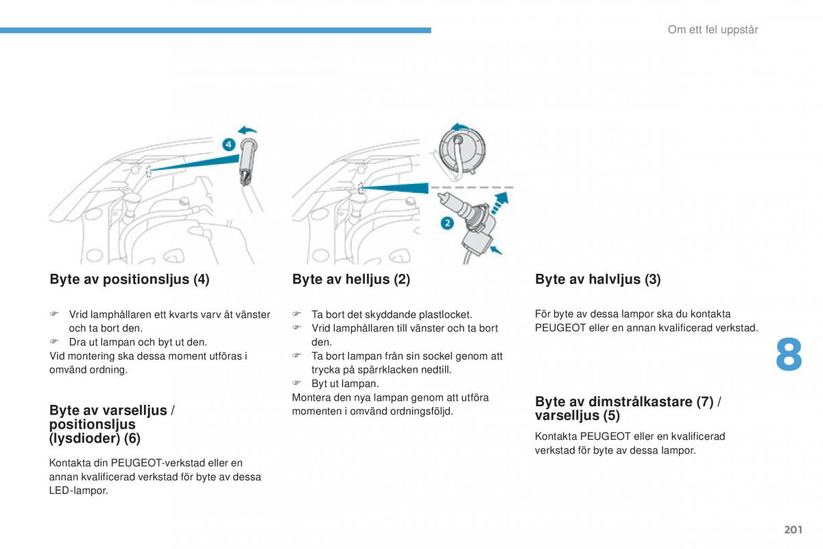 Peugeot 4008 instruktionsbok / page 203