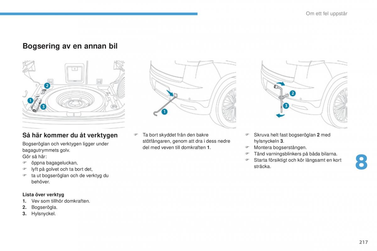 Peugeot 4008 instruktionsbok / page 219