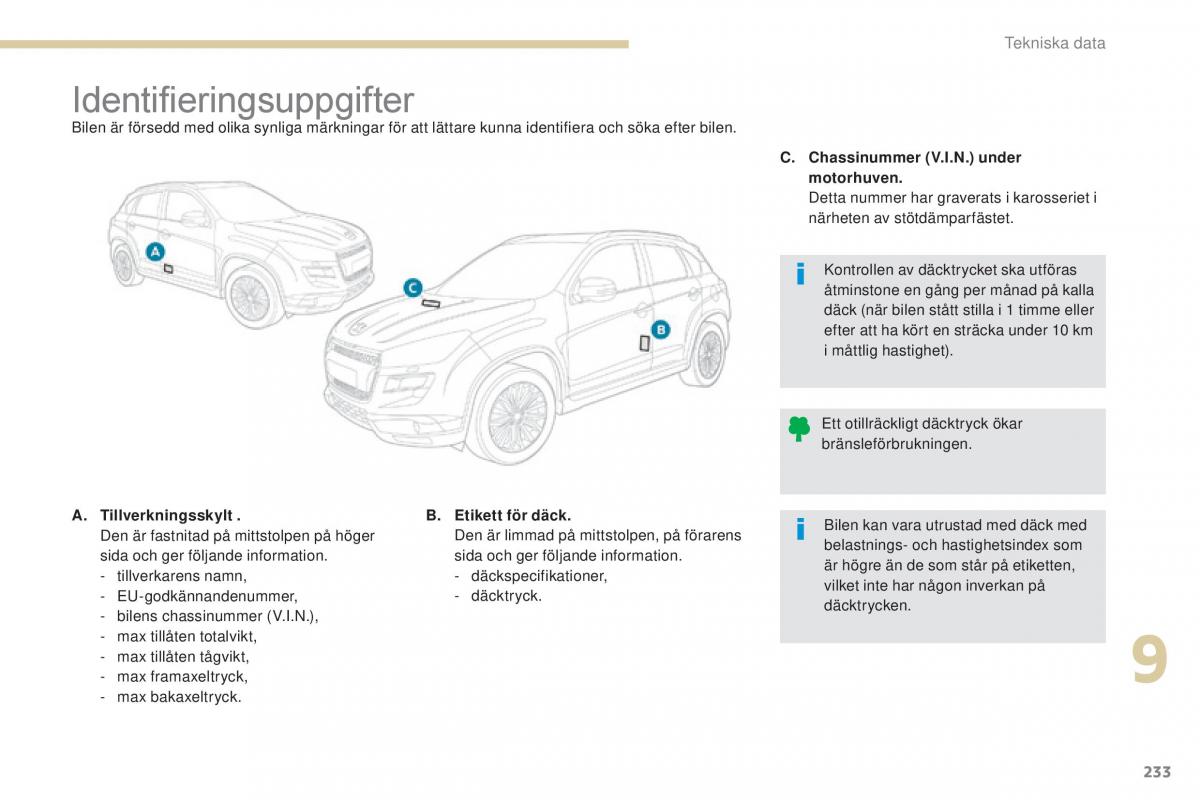 Peugeot 4008 instruktionsbok / page 235