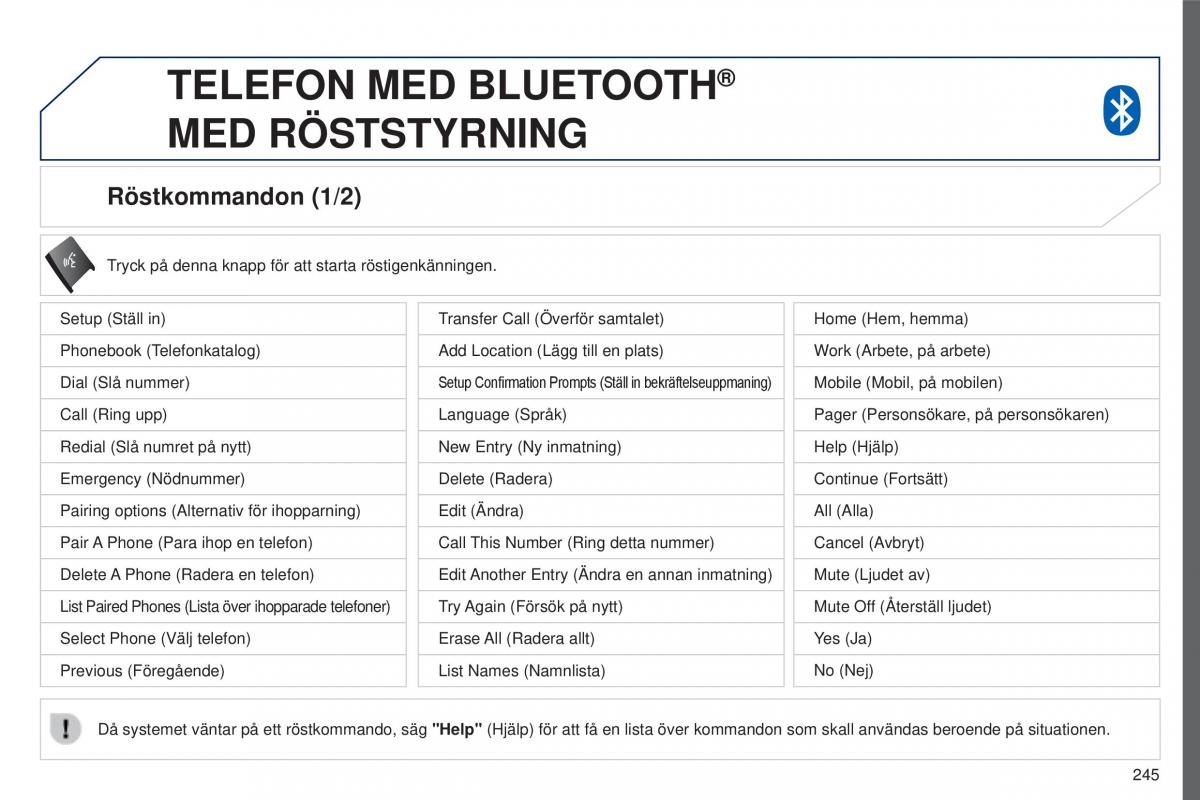 Peugeot 4008 instruktionsbok / page 247