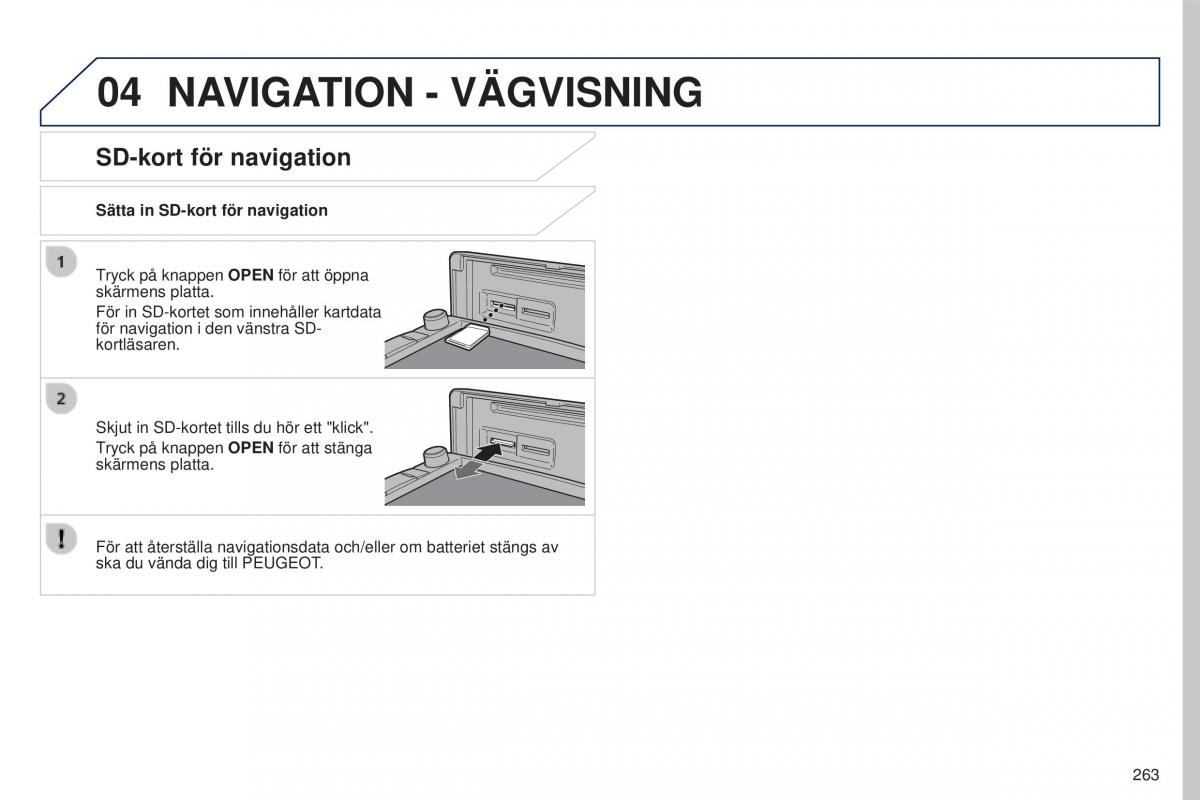 Peugeot 4008 instruktionsbok / page 265