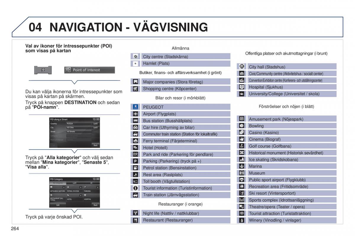 Peugeot 4008 instruktionsbok / page 266