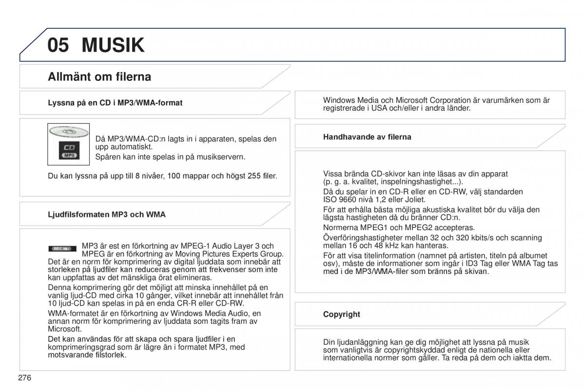 Peugeot 4008 instruktionsbok / page 278