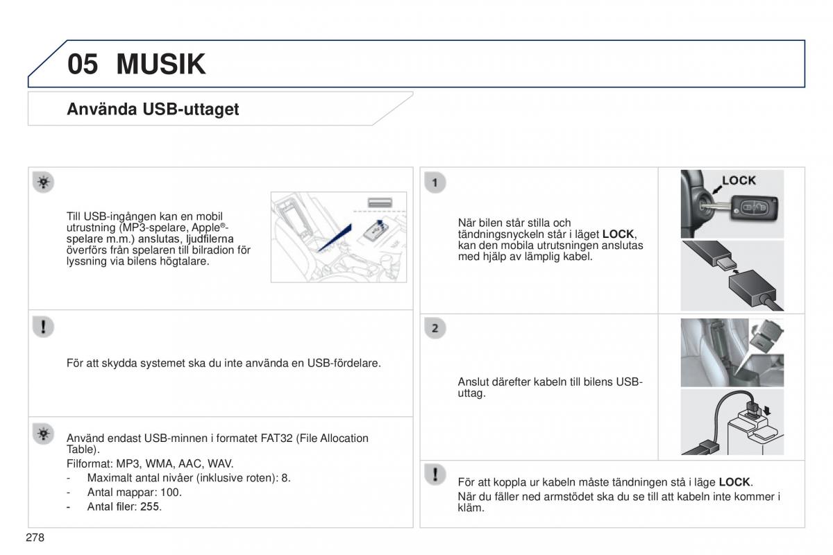 Peugeot 4008 instruktionsbok / page 280