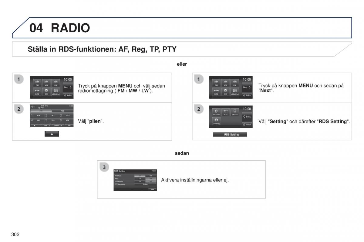 Peugeot 4008 instruktionsbok / page 304