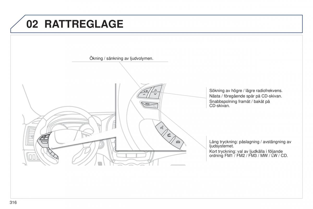 Peugeot 4008 instruktionsbok / page 318