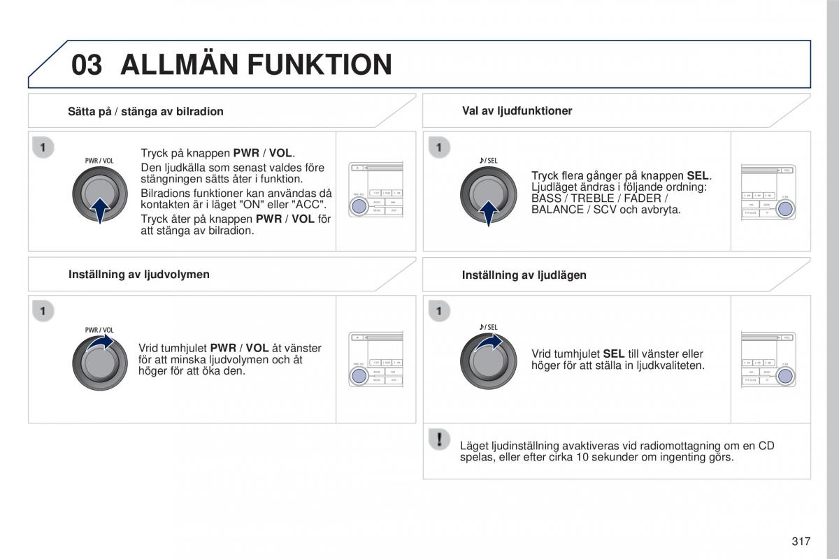 Peugeot 4008 instruktionsbok / page 319