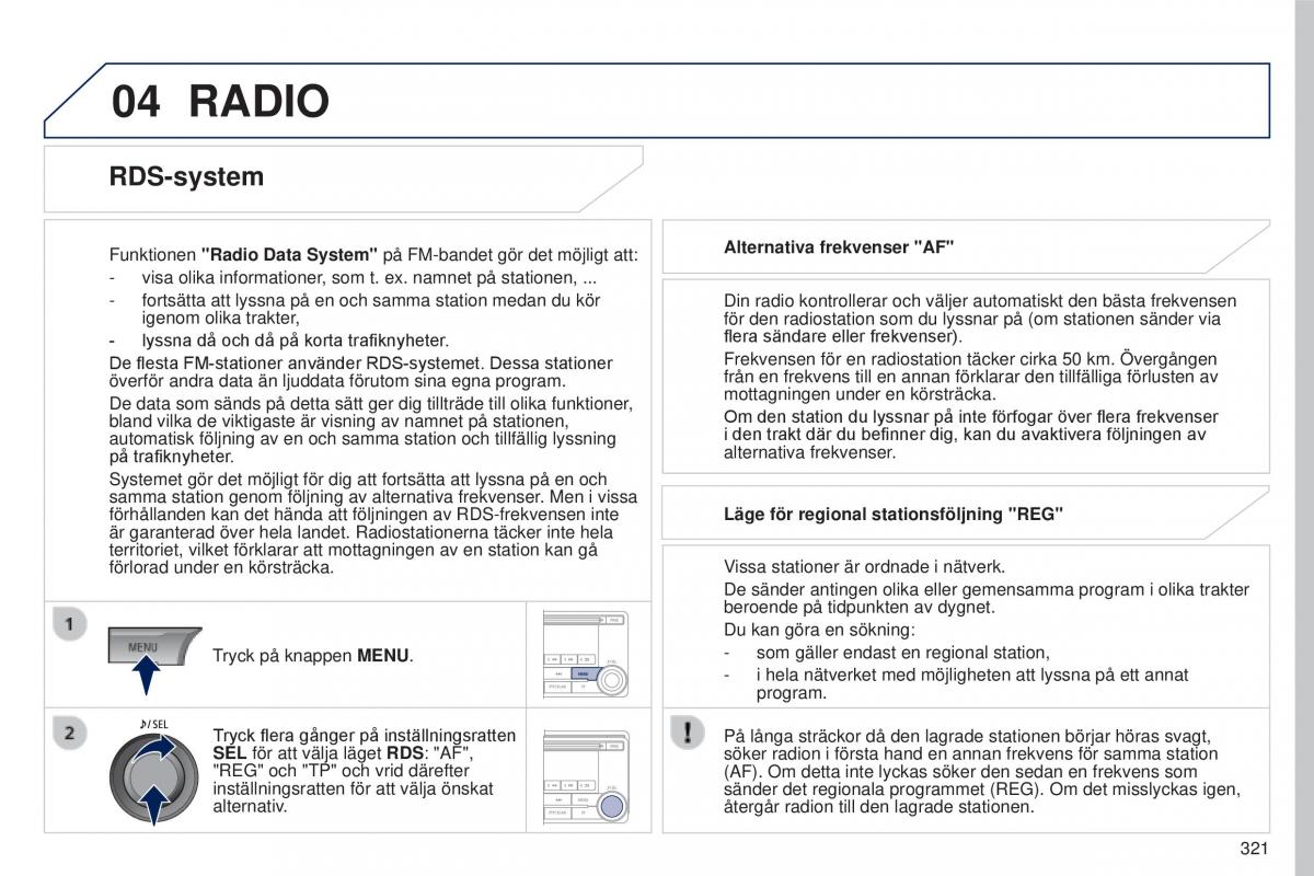 Peugeot 4008 instruktionsbok / page 323