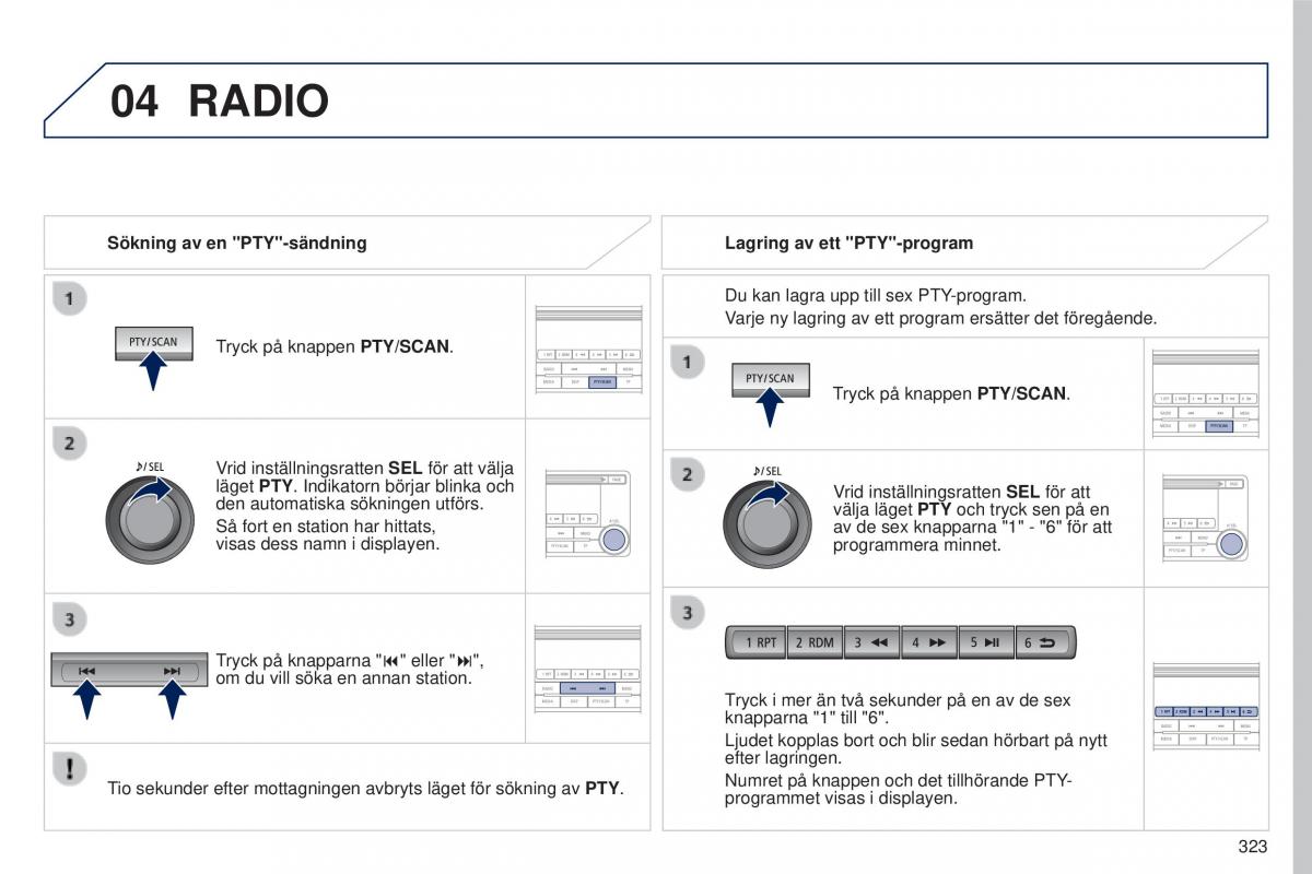 Peugeot 4008 instruktionsbok / page 325