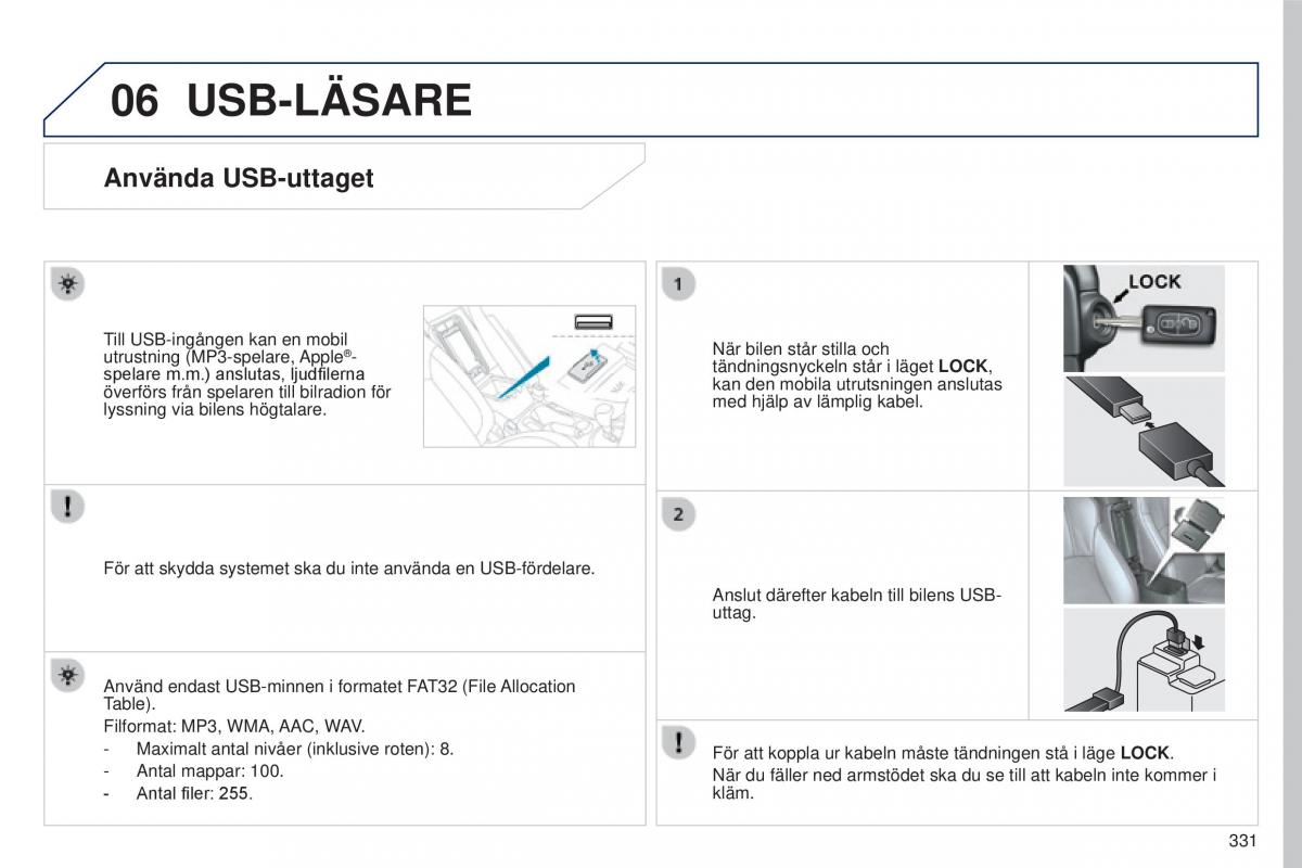 Peugeot 4008 instruktionsbok / page 333