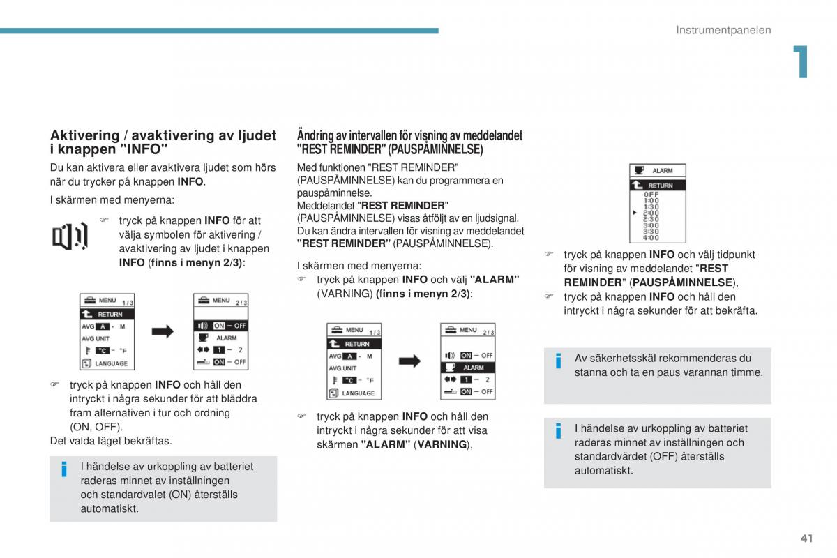 Peugeot 4008 instruktionsbok / page 43