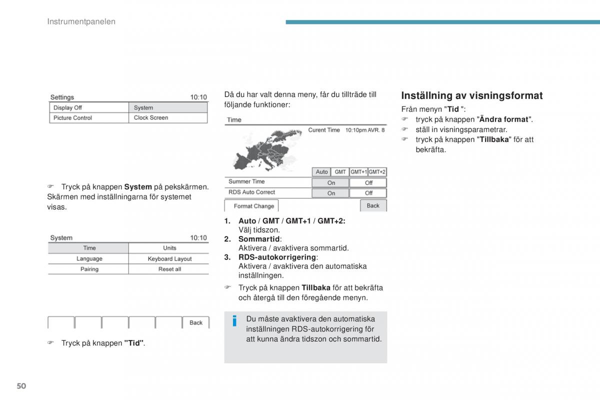 Peugeot 4008 instruktionsbok / page 52