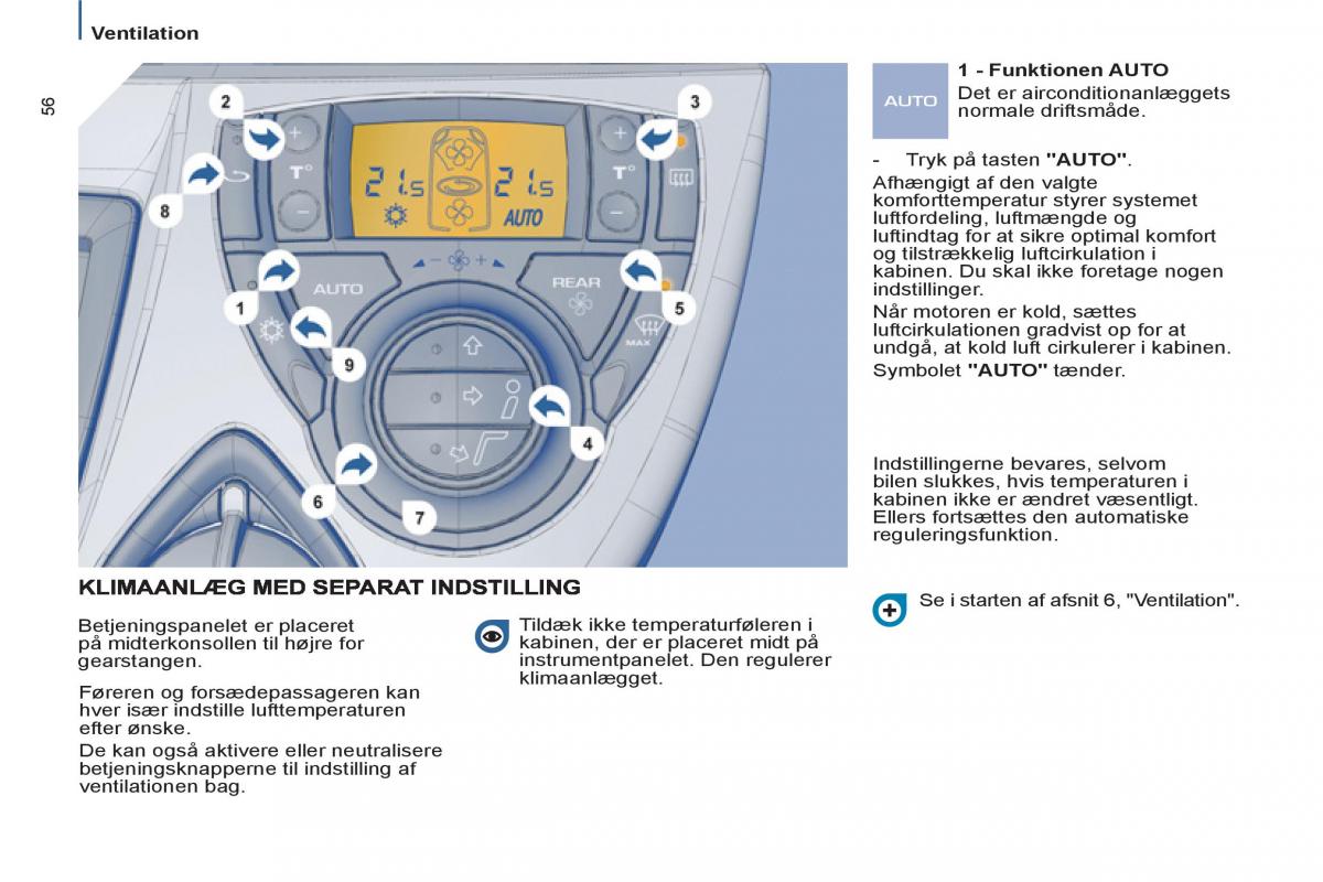 Peugeot 807 Bilens instruktionsbog / page 58