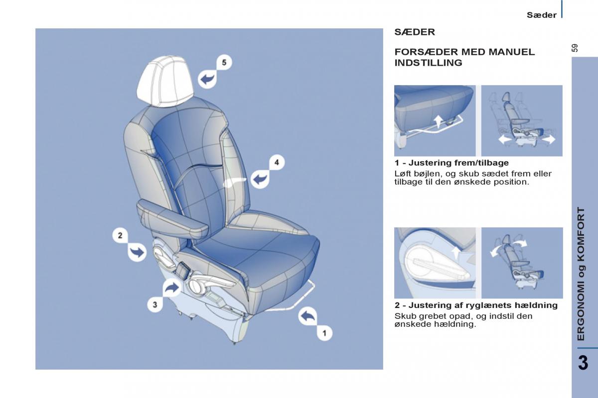 Peugeot 807 Bilens instruktionsbog / page 61