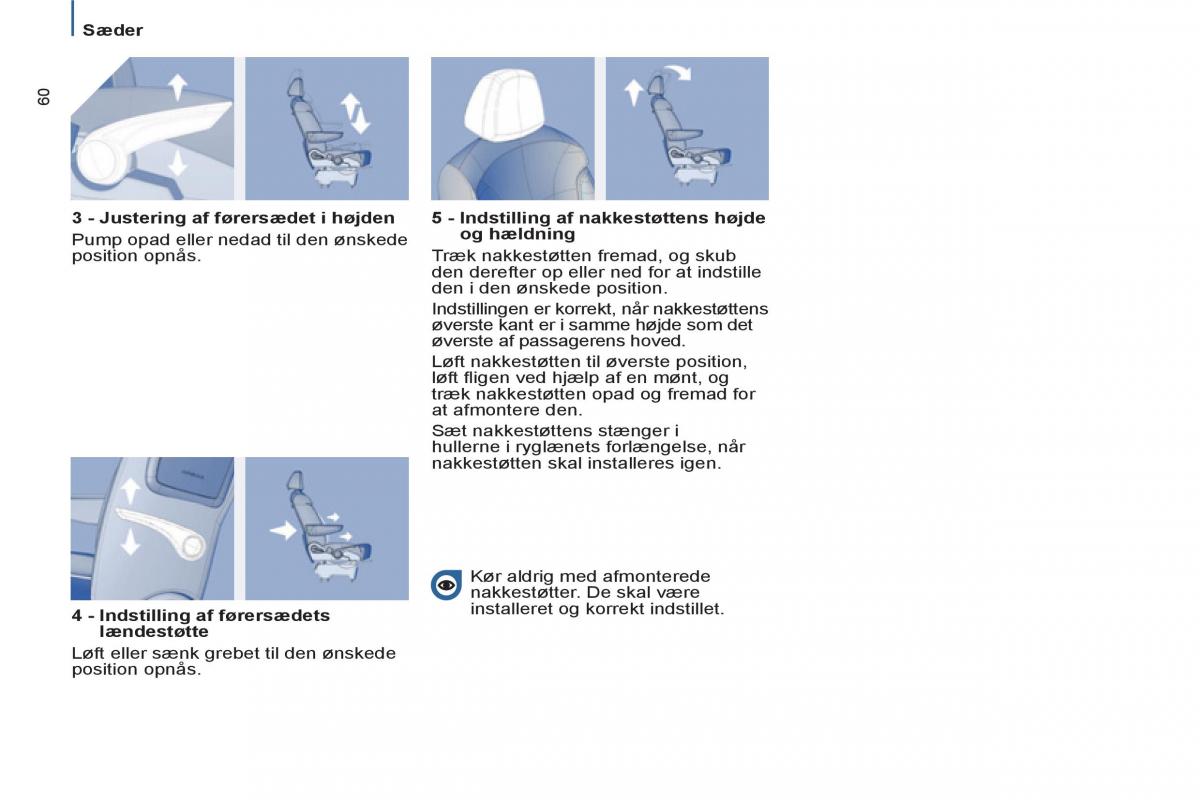 Peugeot 807 Bilens instruktionsbog / page 62