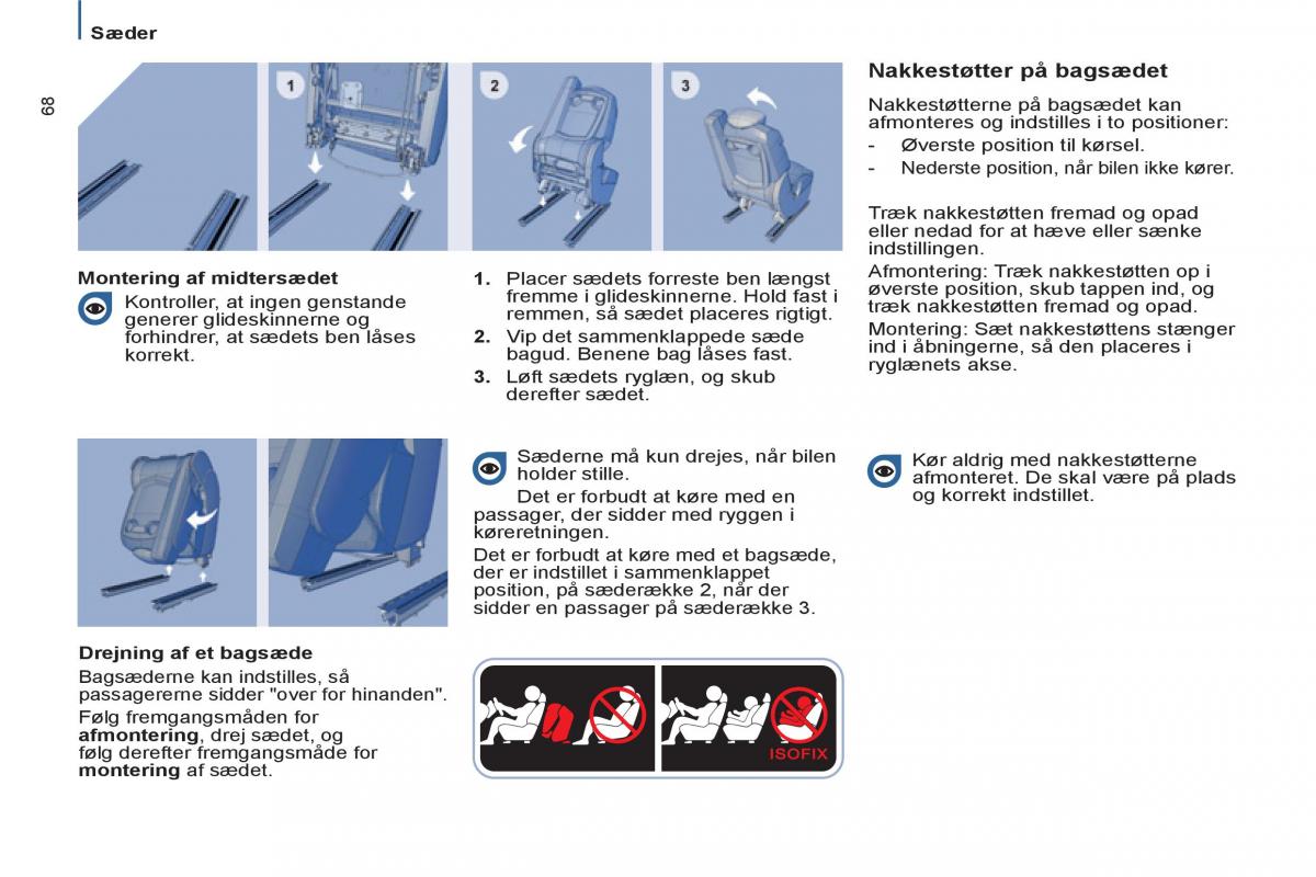 Peugeot 807 Bilens instruktionsbog / page 70