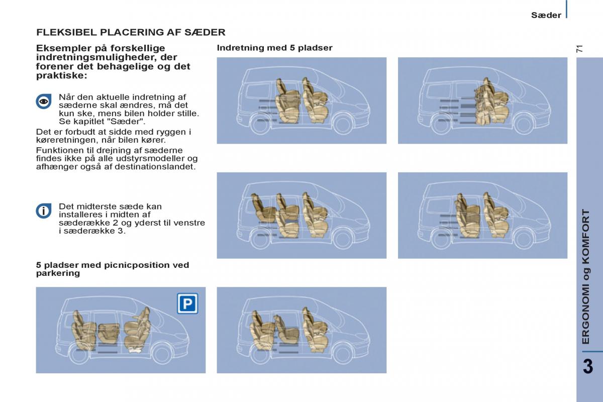 Peugeot 807 Bilens instruktionsbog / page 73