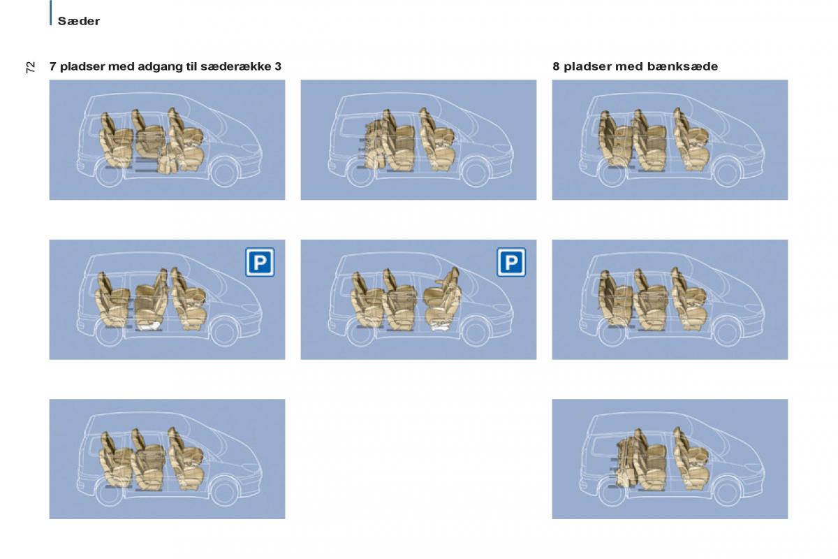 Peugeot 807 Bilens instruktionsbog / page 74