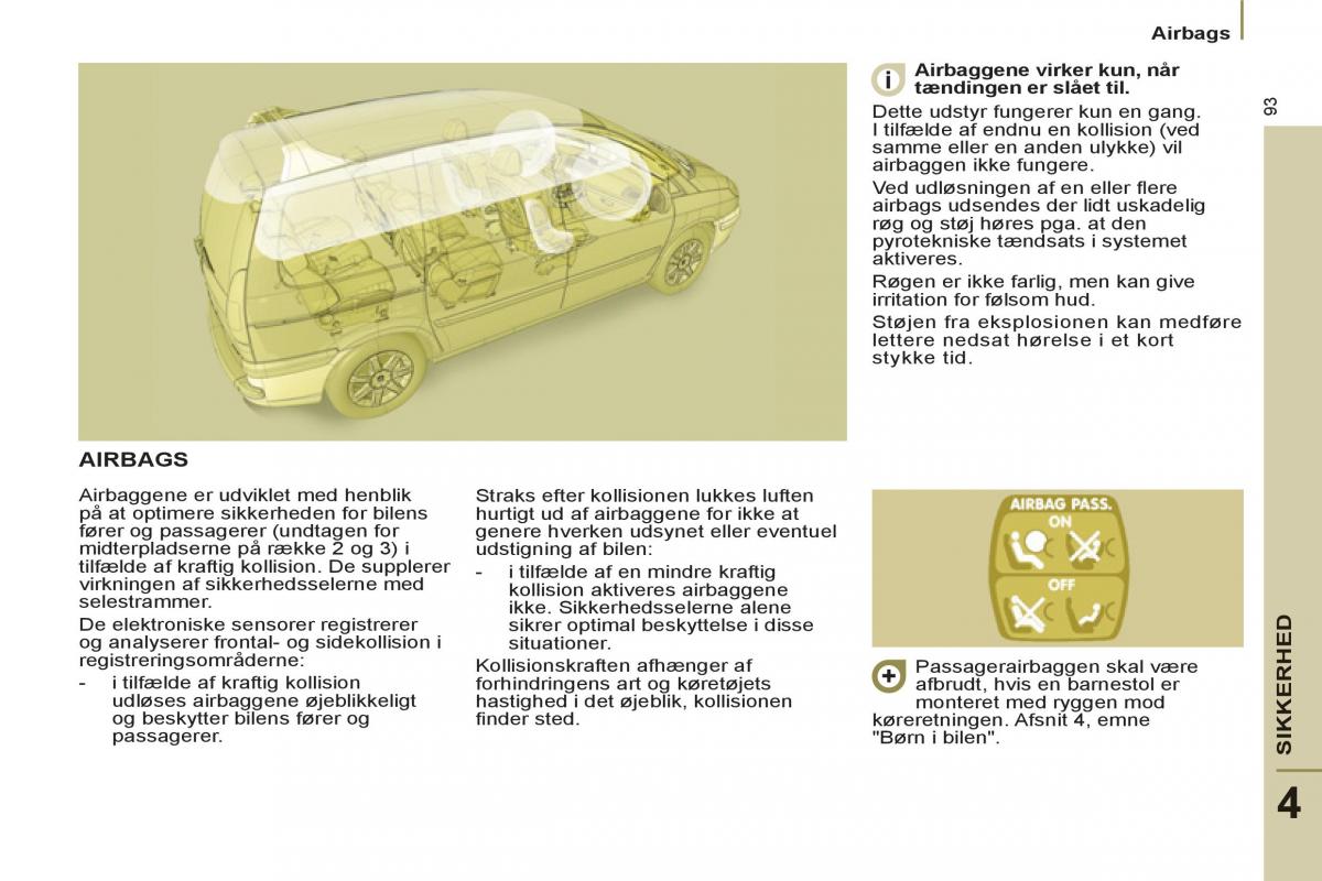 Peugeot 807 Bilens instruktionsbog / page 95