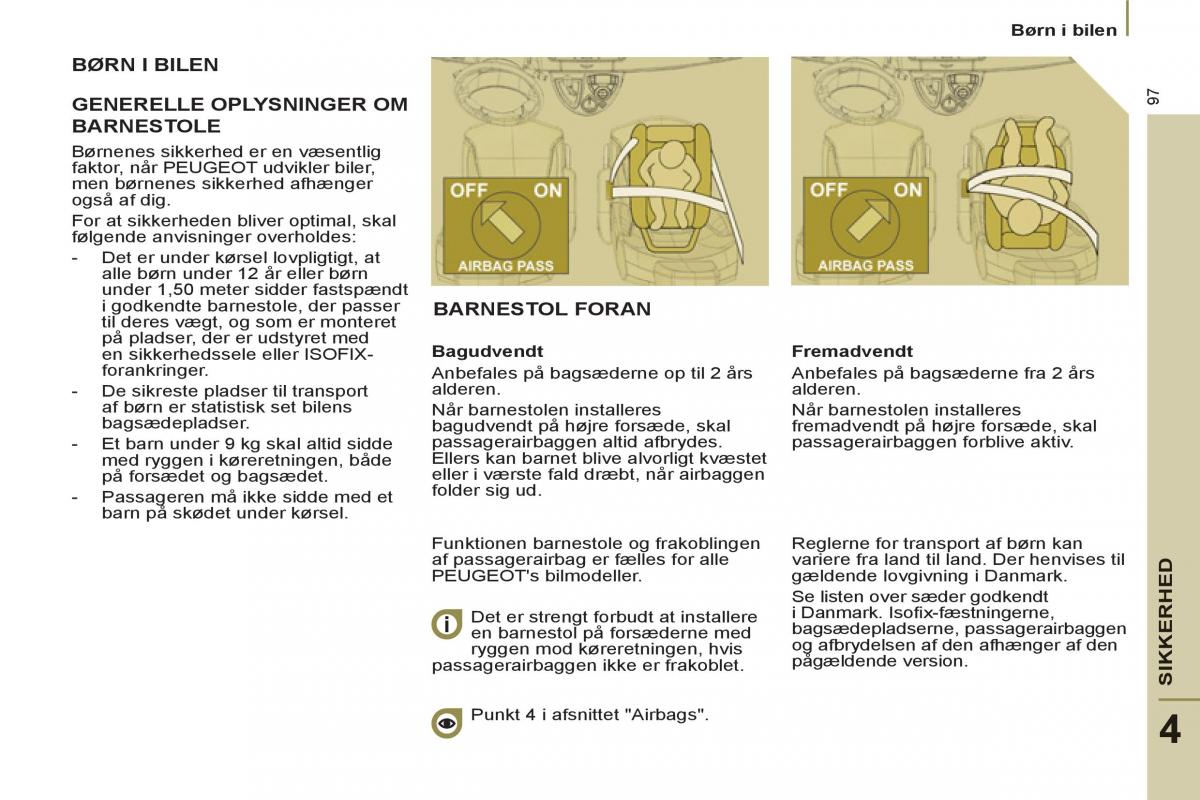 Peugeot 807 Bilens instruktionsbog / page 99