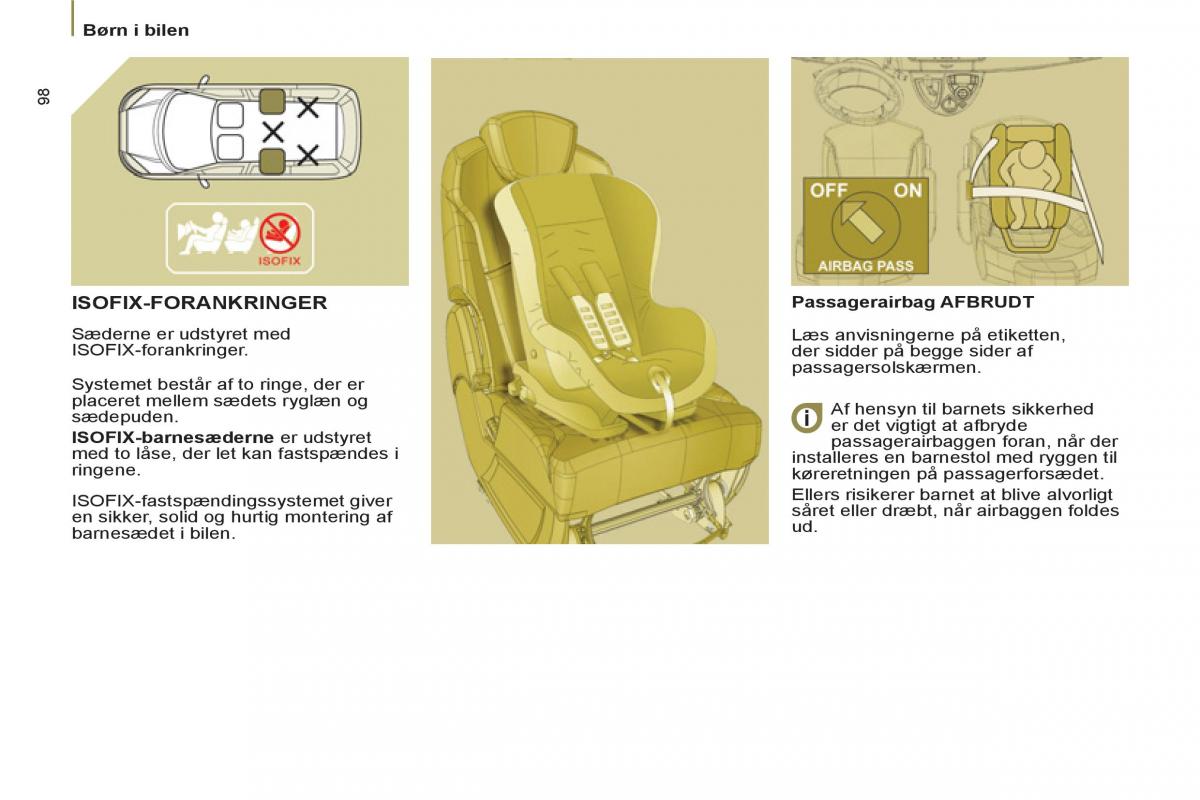 Peugeot 807 Bilens instruktionsbog / page 100